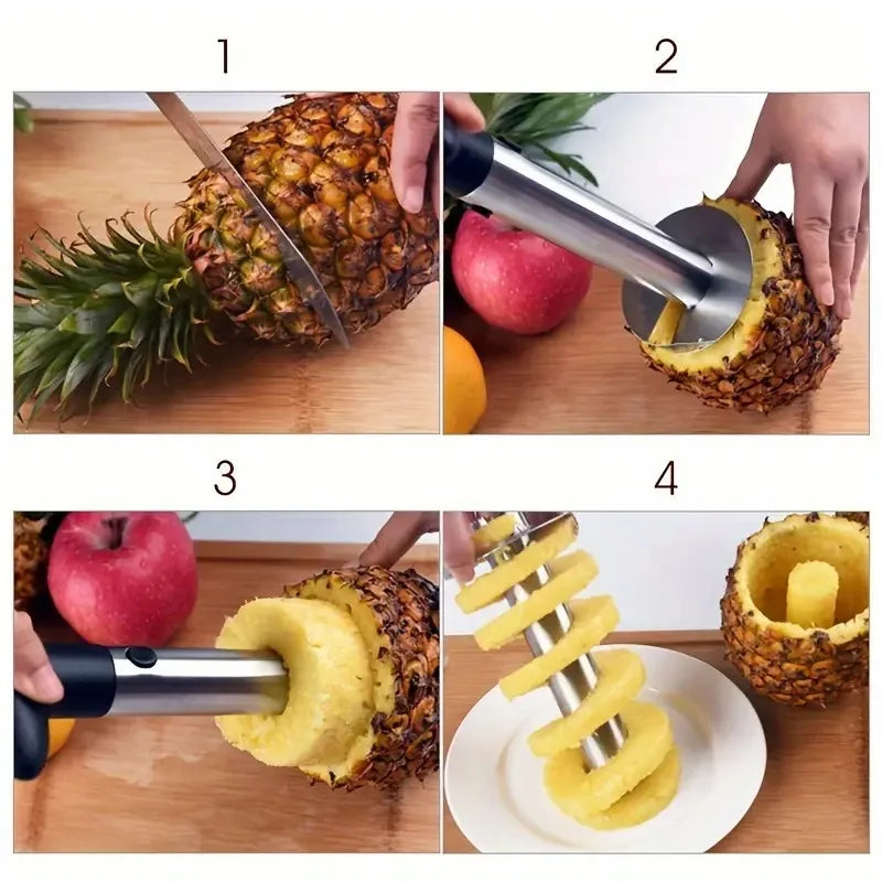 Magic Pineapple Core Remover - Fruit Slicer, Stainless Steel, Peeler with Sharp Blade, Fruit Core Separator, Kitchen Tool - Avenue Treasures