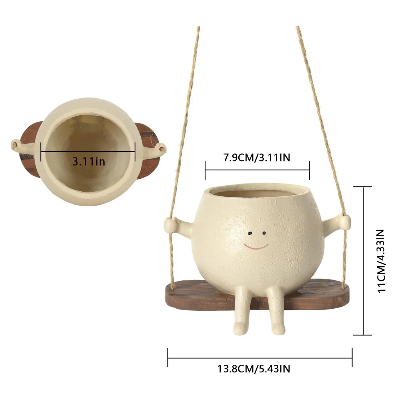 Cute Smiling Swinging Face Planter Pot - Avenue Treasures