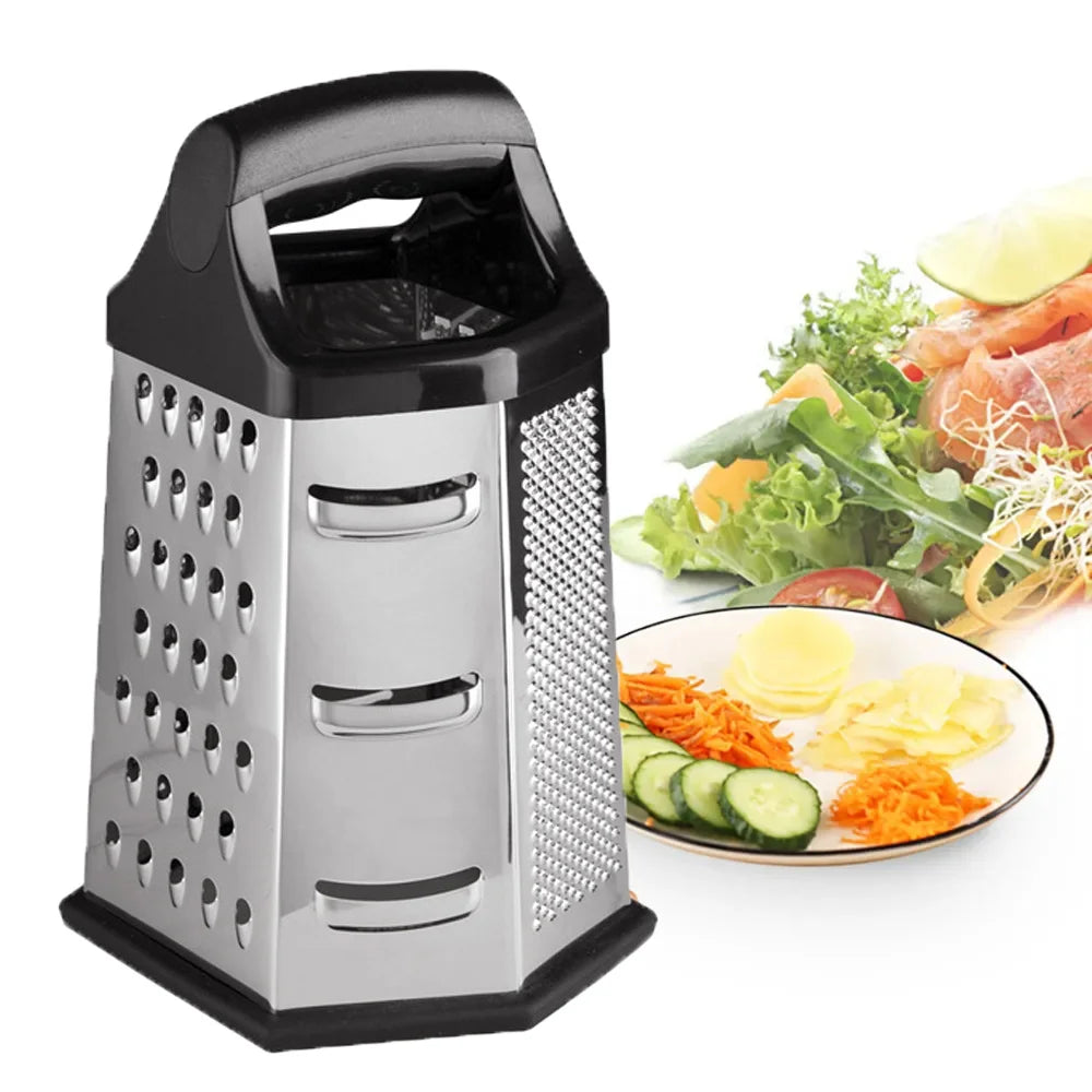 Cheese Grater - Stainless Steel, Multi-functional 6 Sides-Box Grater for Parmesan Cheese, Vegetables, Ginger. - Avenue Treasures