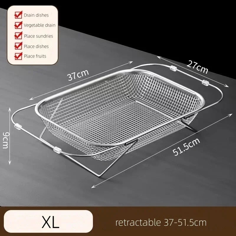 Vegetables & Fruit Strainer Basket - Stainless Steel, Fine Mesh, Expandable Over Sink. - Avenue Treasures