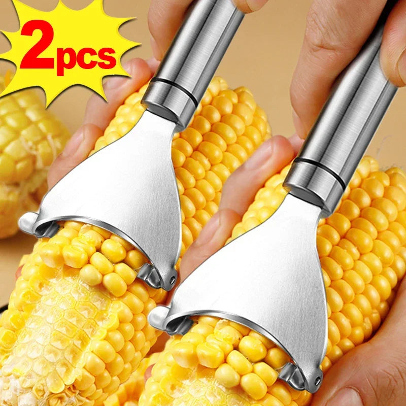 Stainless Steel Serrated Magic Corn Stripper/Peeler, 2-piece. - Avenue Treasures