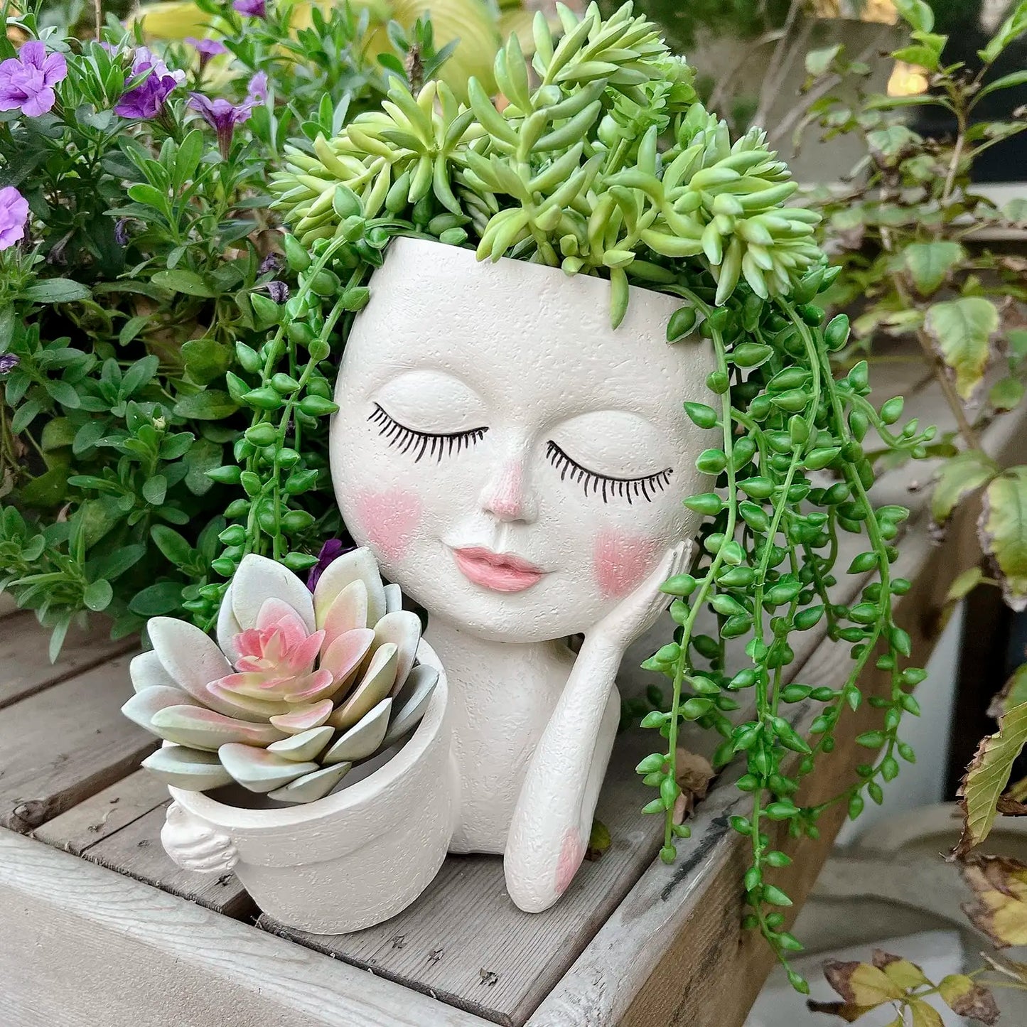 Cute Lady Face Head Planter - Avenue Treasures