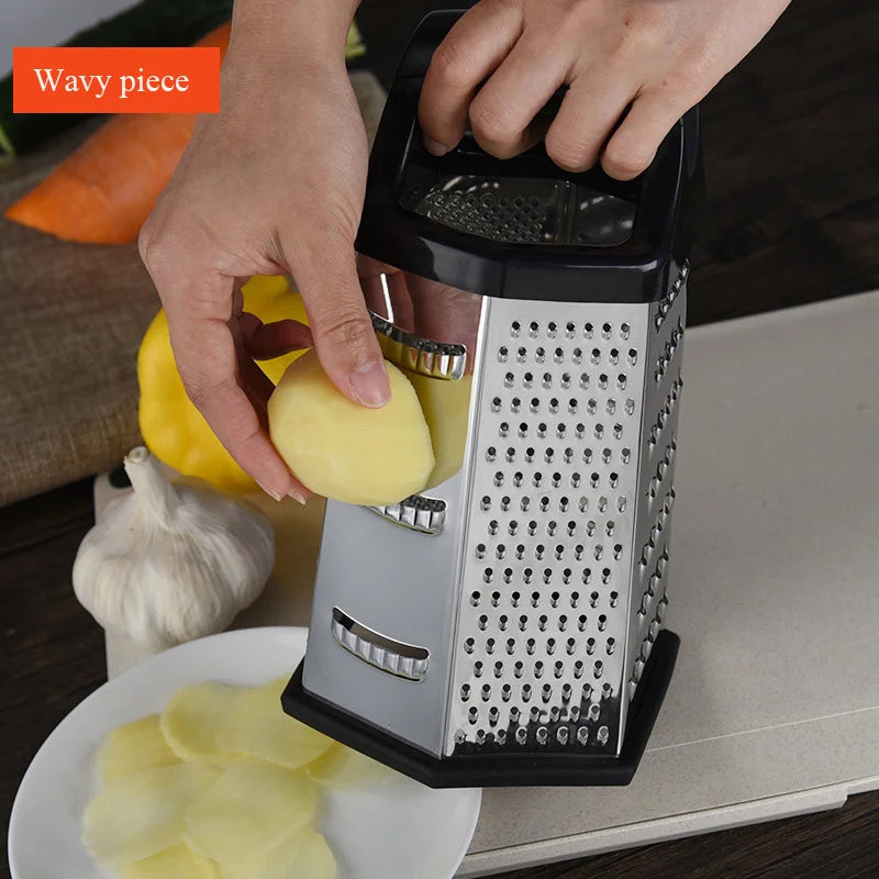 Cheese Grater - Stainless Steel, Multi-functional 6 Sides-Box Grater for Parmesan Cheese, Vegetables, Ginger. - Avenue Treasures