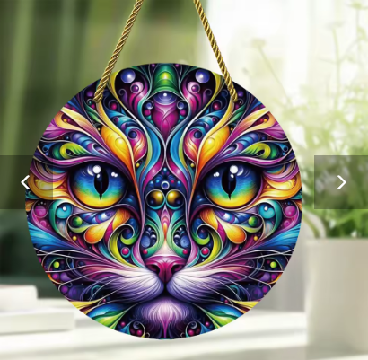 Beautiful Cat Acrylic Colorful Stained Glass Suncatchers, Home & Window Hanging Decor - Avenue Treasures