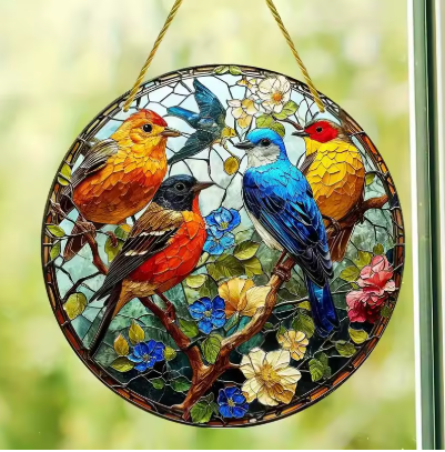Gorgeous Colorful Flying Hummingbird Acrylic Pastoral Style Stained Suncatchers, Home & Window Hanging Decor - Avenue Treasures