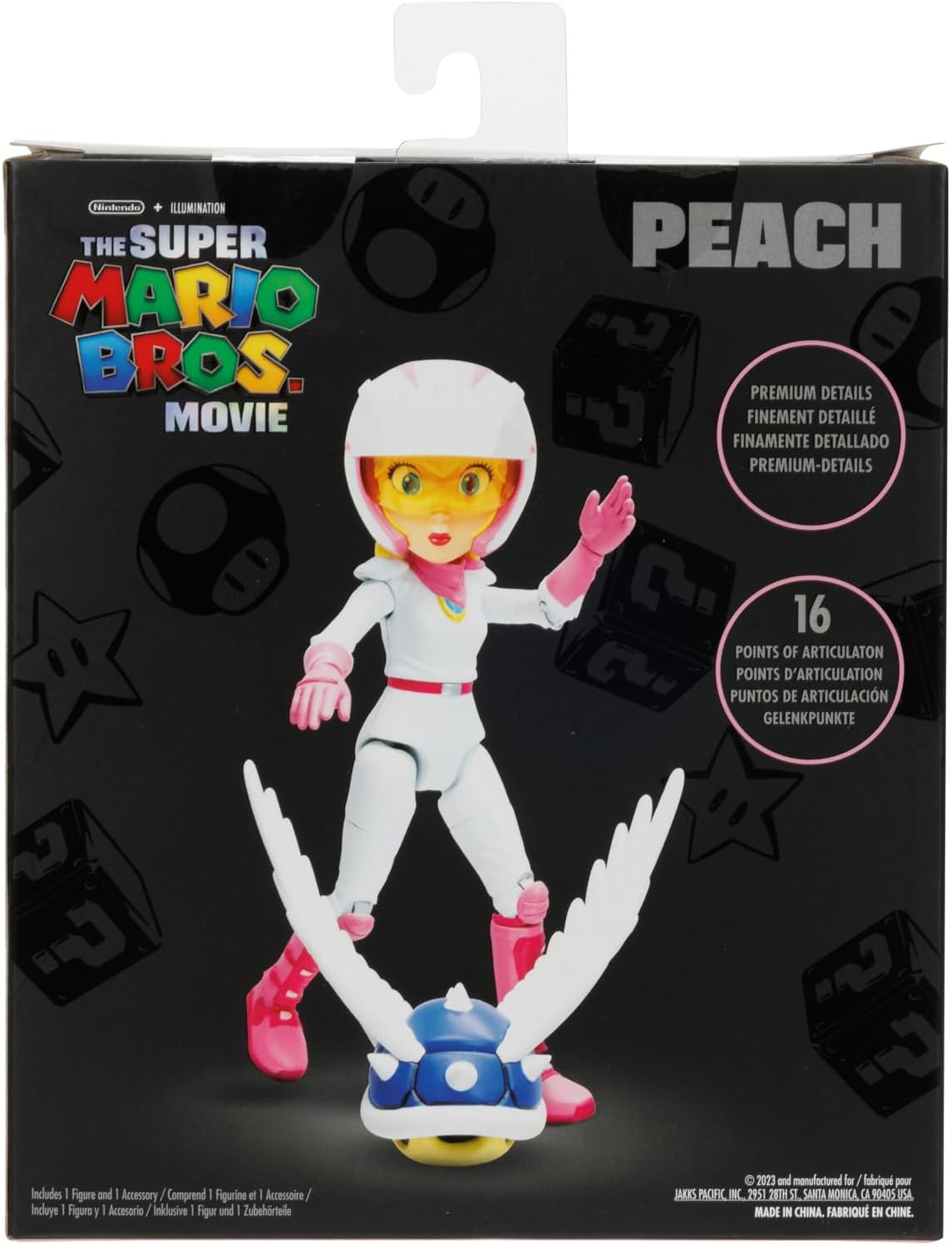 THE SUPER MARIO BROS. MOVIE: 5-Inch PEACH Action Figure Toy in Motorcycle Outfit with Spiny Blue Shell, Series 2. - Avenue Treasures