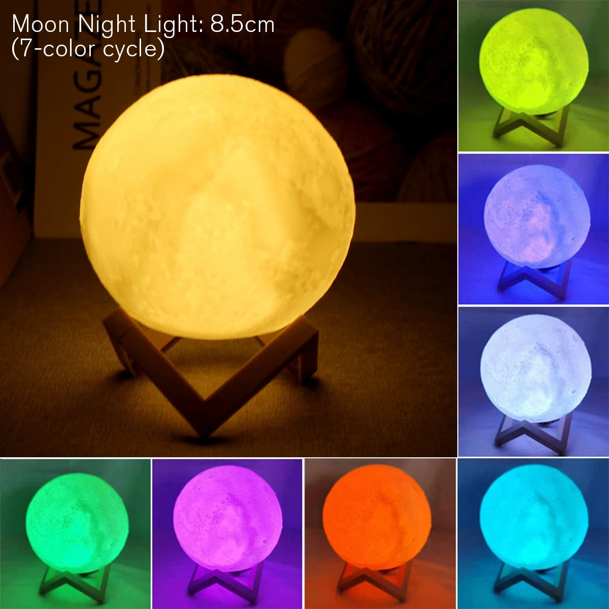 Full Moon Lamp - LED Night Light w/ Stand. - Avenue Treasures