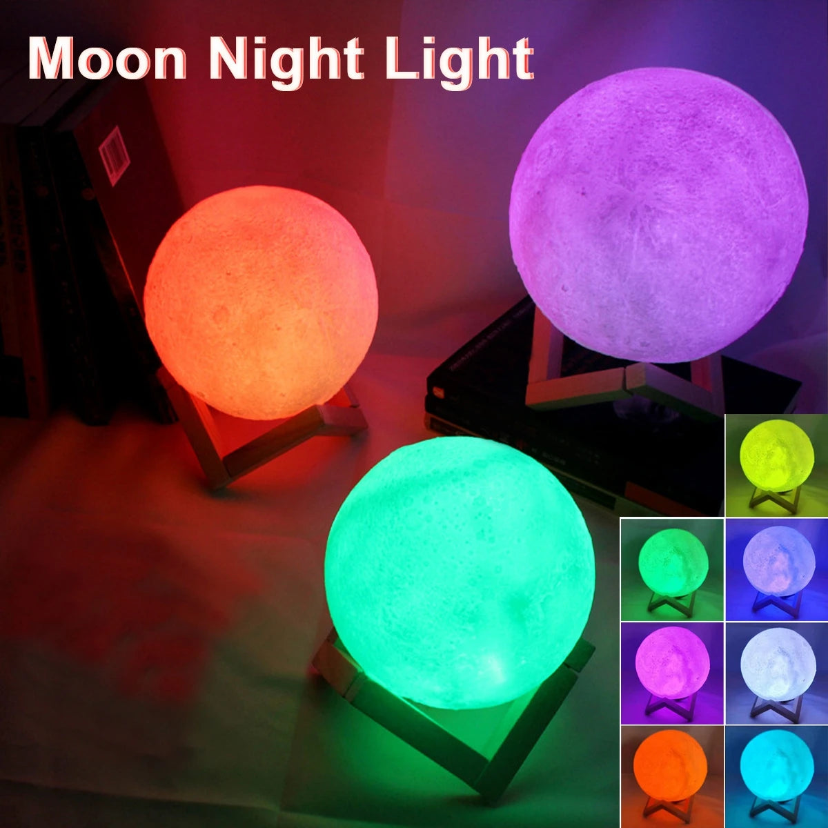 Full Moon Lamp - LED Night Light w/ Stand. - Avenue Treasures