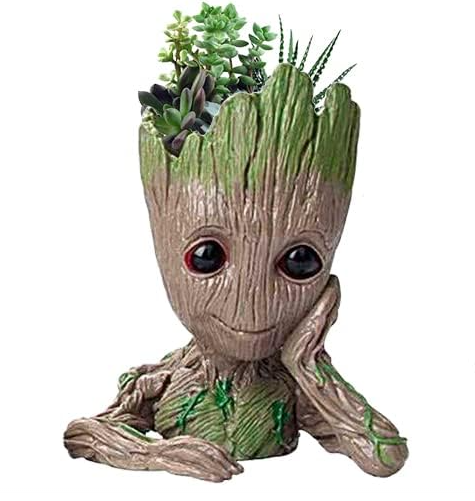 Baby Groot Plant & Flower Pot, Tree Man 6-inch Planters with Drainage Hole Perfect for Tiny Succulents Plants, Pen or Pencil Holder - Avenue Treasures