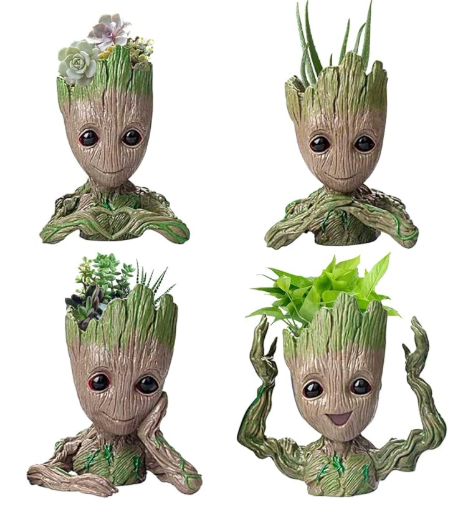 Baby Groot Plant & Flower Pot, Tree Man 6-inch Planters with Drainage Hole Perfect for Tiny Succulents Plants, Pen or Pencil Holder - Avenue Treasures