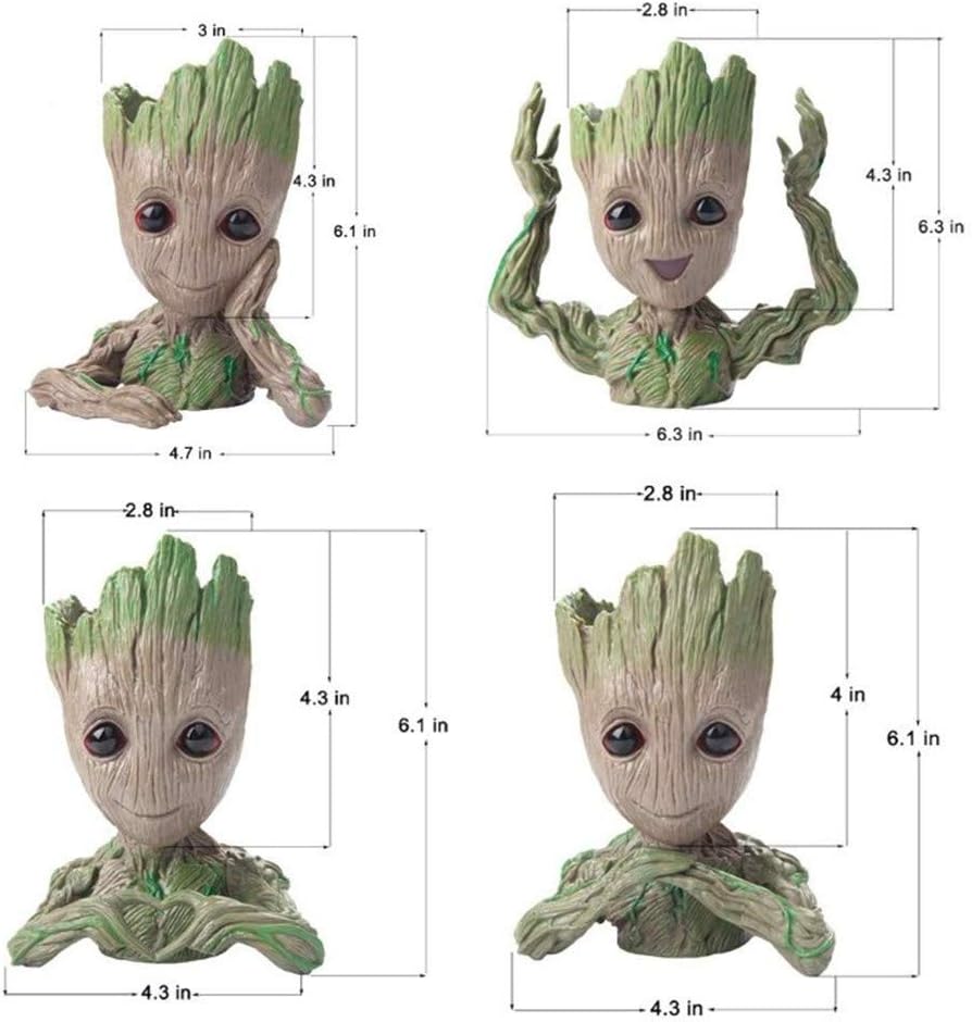 Baby Groot Plant & Flower Pot, Tree Man 6-inch Planters with Drainage Hole Perfect for Tiny Succulents Plants, Pen or Pencil Holder - Avenue Treasures