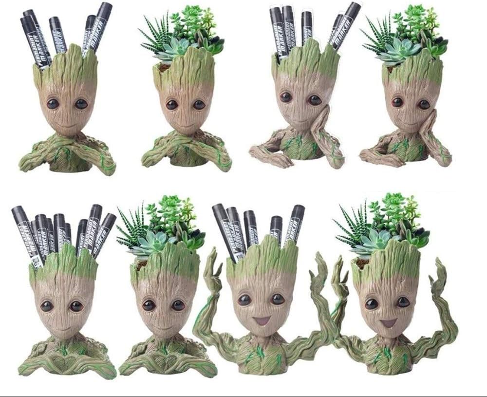 Baby Groot Plant & Flower Pot, Tree Man 6-inch Planters with Drainage Hole Perfect for Tiny Succulents Plants, Pen or Pencil Holder - Avenue Treasures