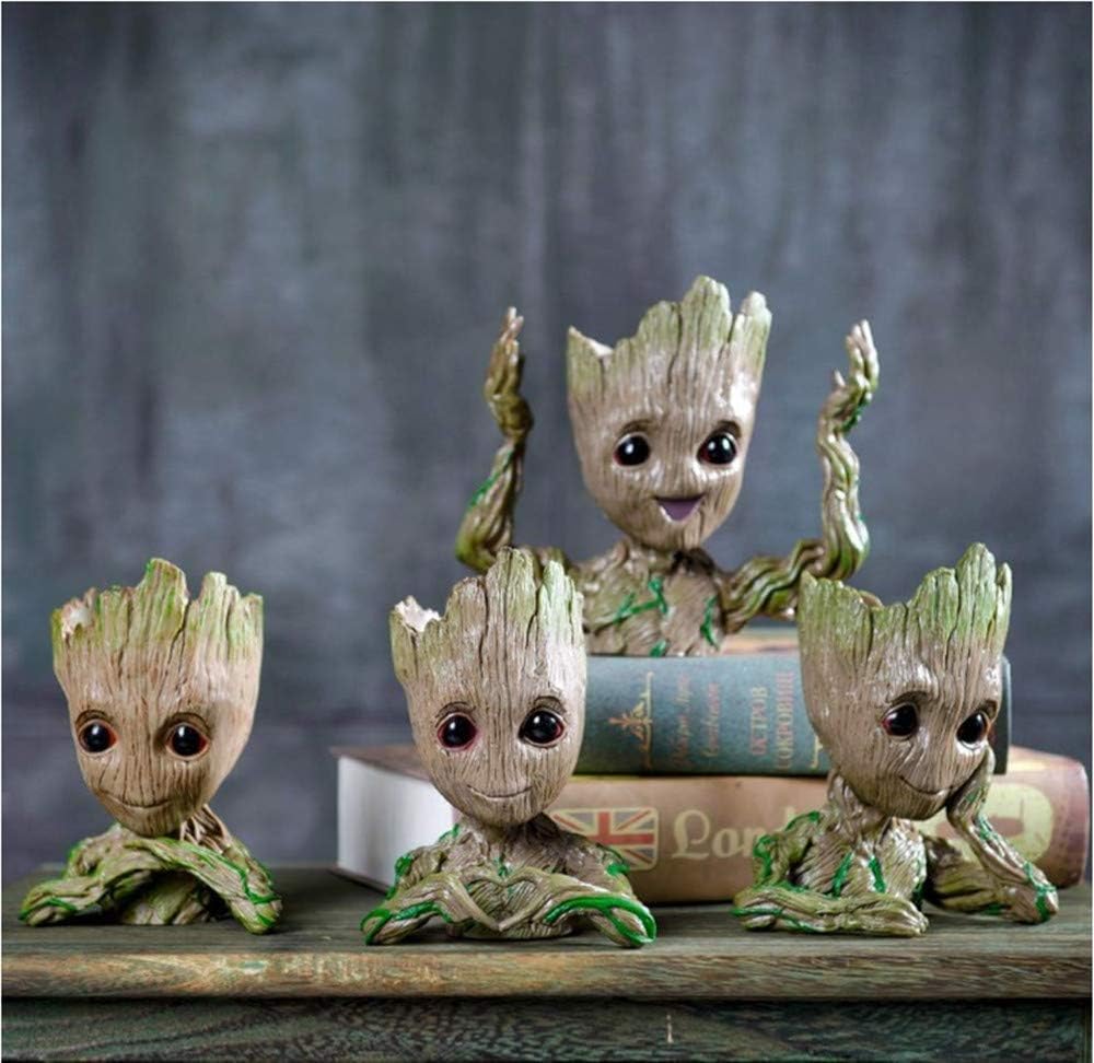 Baby Groot Plant & Flower Pot, Tree Man 6-inch Planters with Drainage Hole Perfect for Tiny Succulents Plants, Pen or Pencil Holder - Avenue Treasures