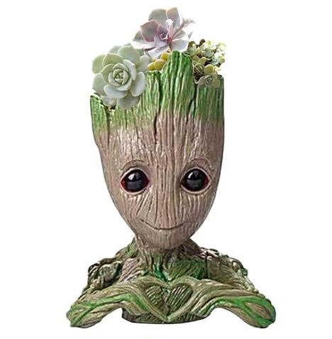 Baby Groot Plant & Flower Pot, Tree Man 6-inch Planters with Drainage Hole Perfect for Tiny Succulents Plants, Pen or Pencil Holder - Avenue Treasures