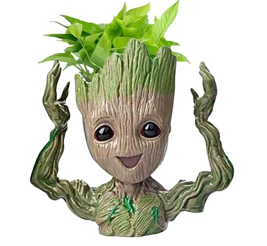 Baby Groot Plant & Flower Pot, Tree Man 6-inch Planters with Drainage Hole Perfect for Tiny Succulents Plants, Pen or Pencil Holder - Avenue Treasures
