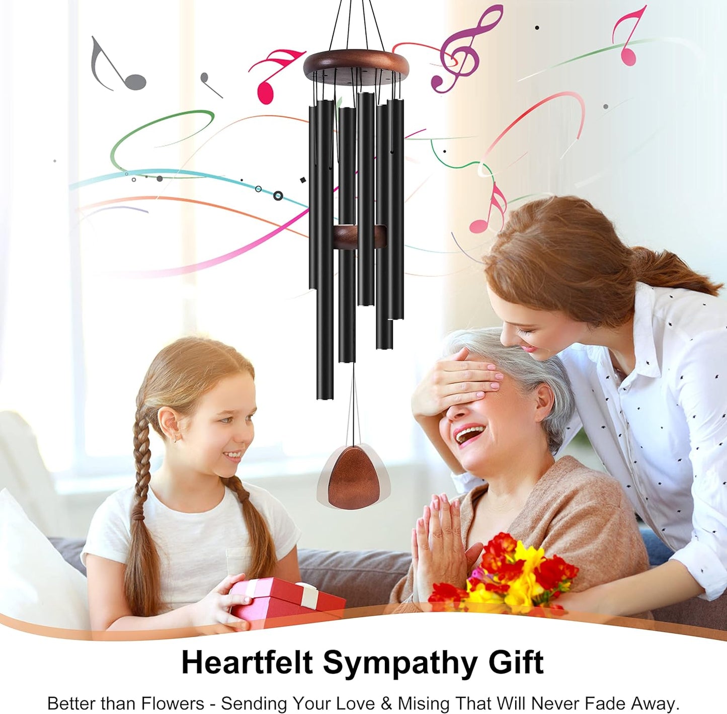 Bursvik Large Aluminum Classic Wind Chimes 37" Inches to Create a Soothing & Relaxing Zen Atmosphere - Suitable for Outdoor, Garden, Patio Decoration. - Avenue Treasures