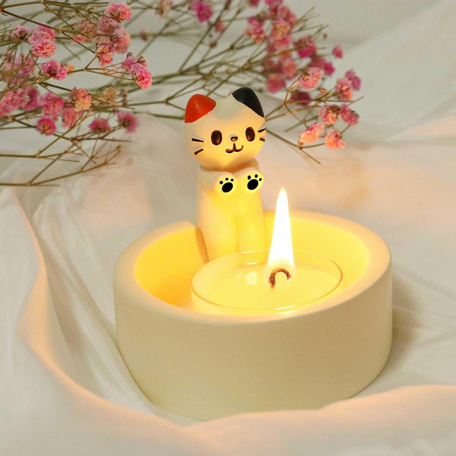 Cartoon Kitten Warming Paws Cat Candle Holder - Cute & Colorful Cat Handmade Scented Candle Holder Home & Office Decor - Avenue Treasures