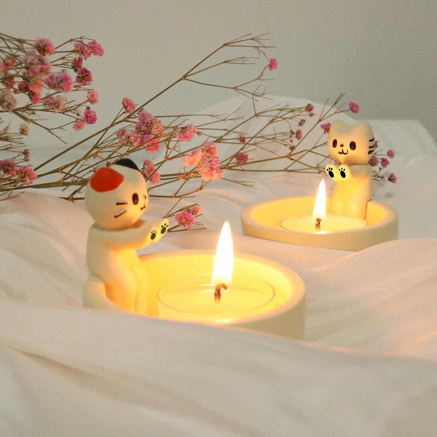 Cartoon Kitten Warming Paws Cat Candle Holder - Cute & Colorful Cat Handmade Scented Candle Holder Home & Office Decor - Avenue Treasures