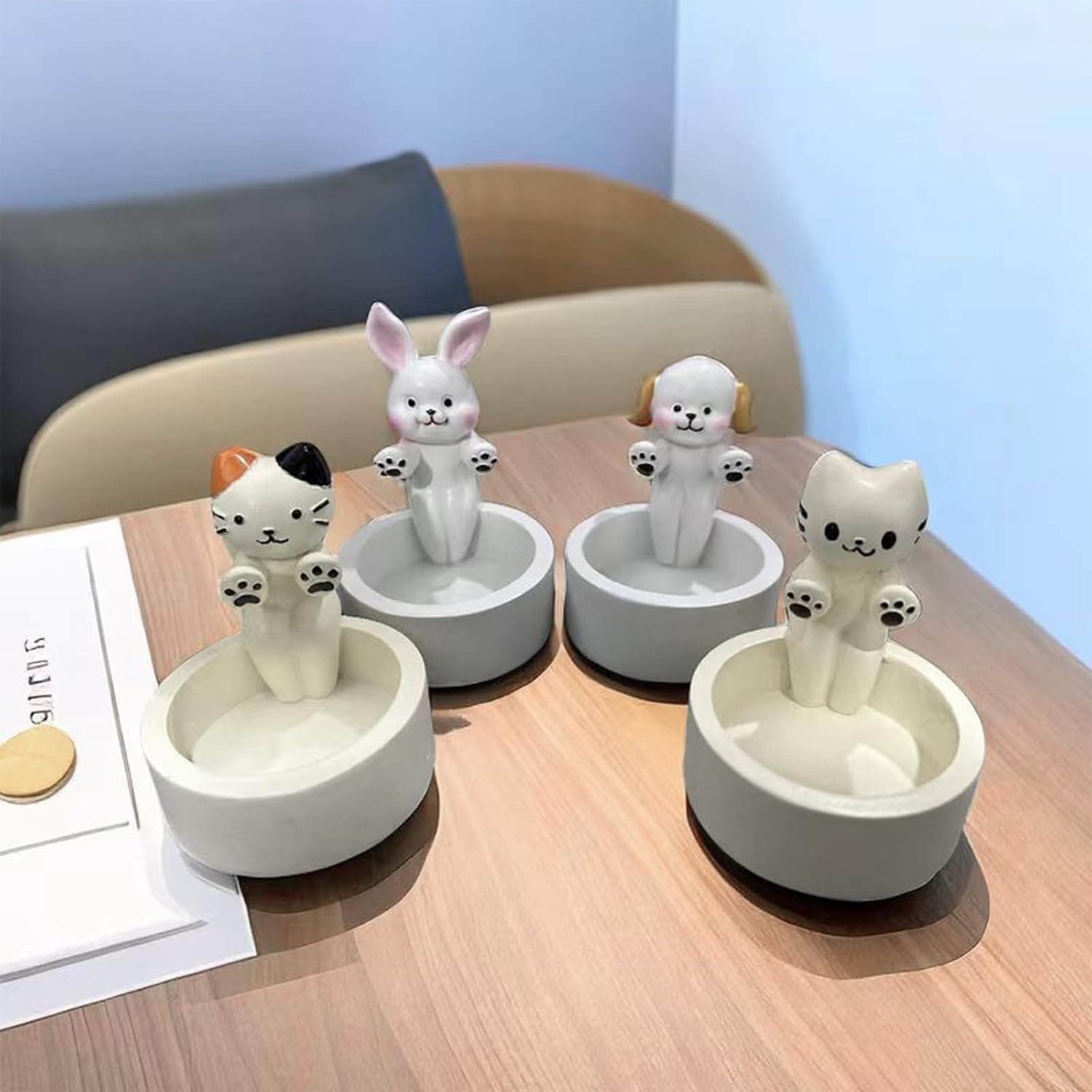 Cute Bunny Rabbit Warming Paws Candle Holder - Cute & Colorful Bunny Handmade Scented Candle Holder Home & Office Decor - Avenue Treasures
