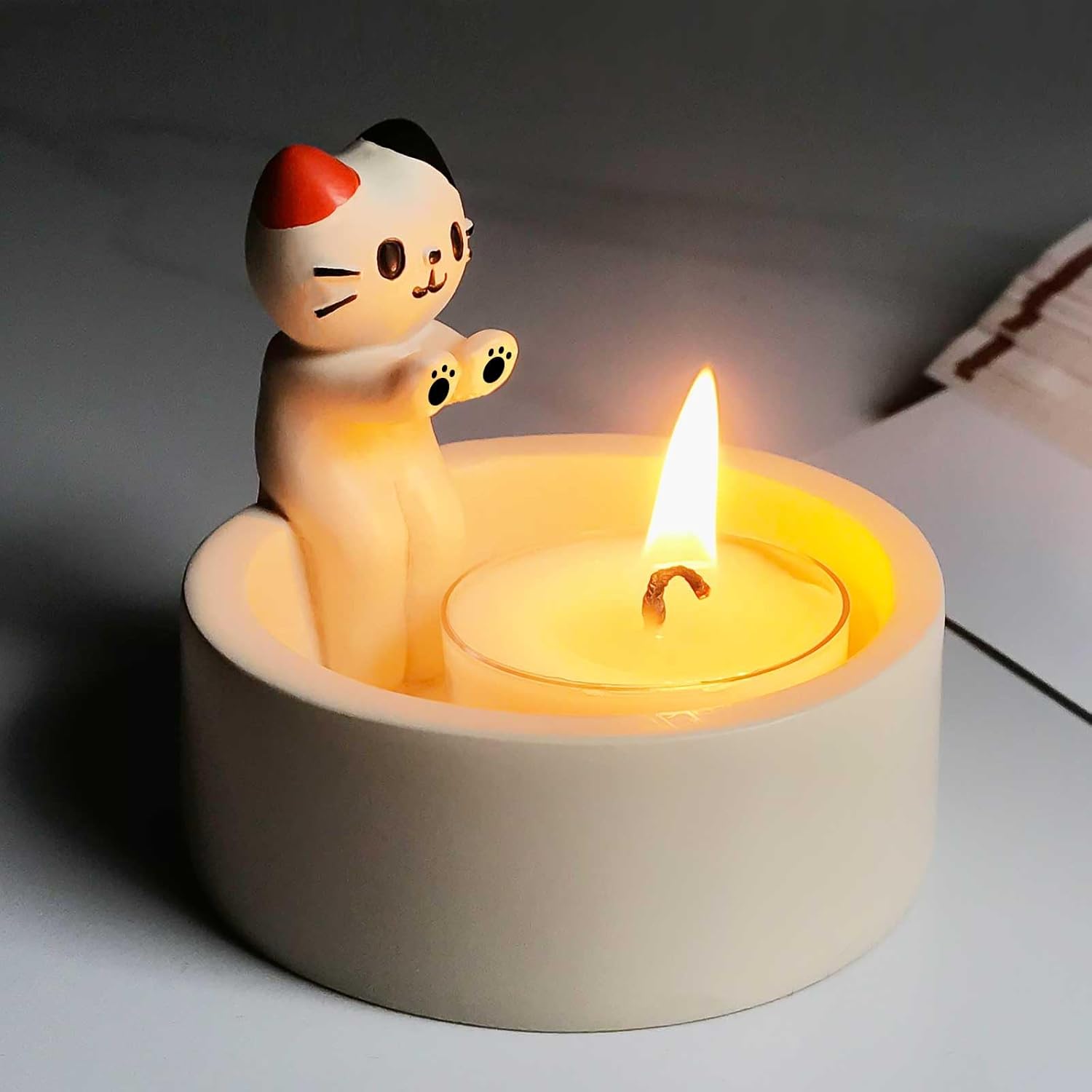 Cartoon Kitten Warming Paws Cat Candle Holder - Cute & Colorful Cat Handmade Scented Candle Holder Home & Office Decor - Avenue Treasures