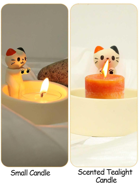 Cartoon Kitten Warming Paws Cat Candle Holder - Cute & Colorful Cat Handmade Scented Candle Holder Home & Office Decor - Avenue Treasures