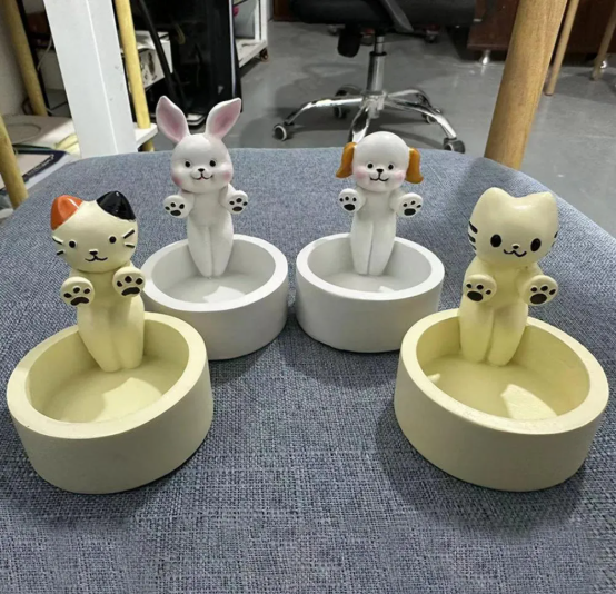 Cute Bunny Rabbit Warming Paws Candle Holder - Cute & Colorful Bunny Handmade Scented Candle Holder Home & Office Decor - Avenue Treasures