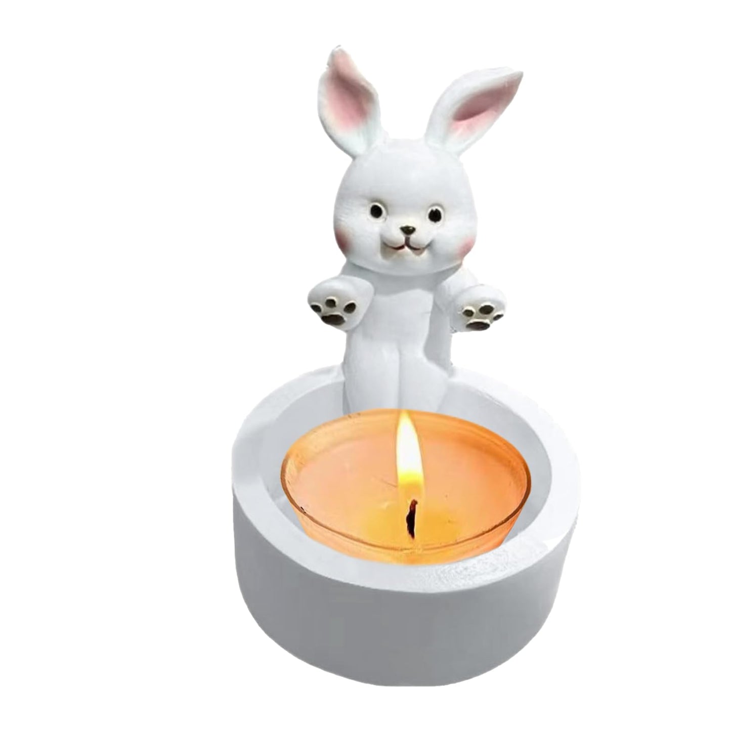 Cute Bunny Rabbit Warming Paws Candle Holder - Cute & Colorful Bunny Handmade Scented Candle Holder Home & Office Decor - Avenue Treasures