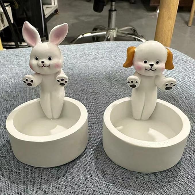 Cute Bunny Rabbit Warming Paws Candle Holder - Cute & Colorful Bunny Handmade Scented Candle Holder Home & Office Decor - Avenue Treasures