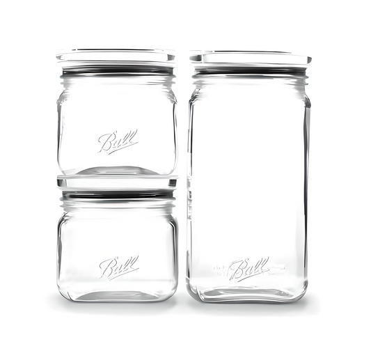 Ball Glass Storage Latch Jars 3-Pack Airtight Seal Lids Stackable Kitchen Pantry