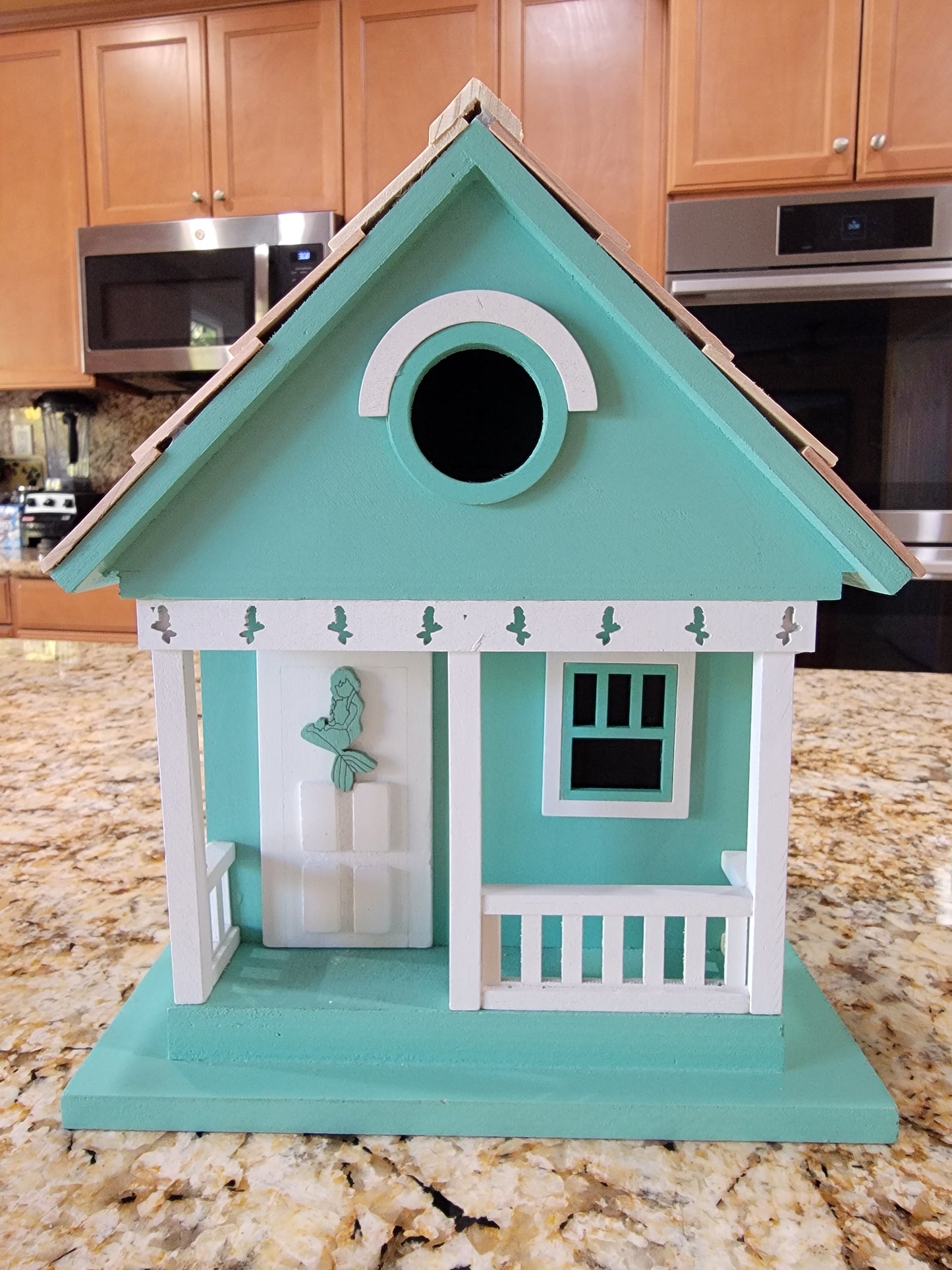 Modern Home Outdoor Wooden Birdhouse - Country Colonial Cottage Home with Porch - Avenue Treasures