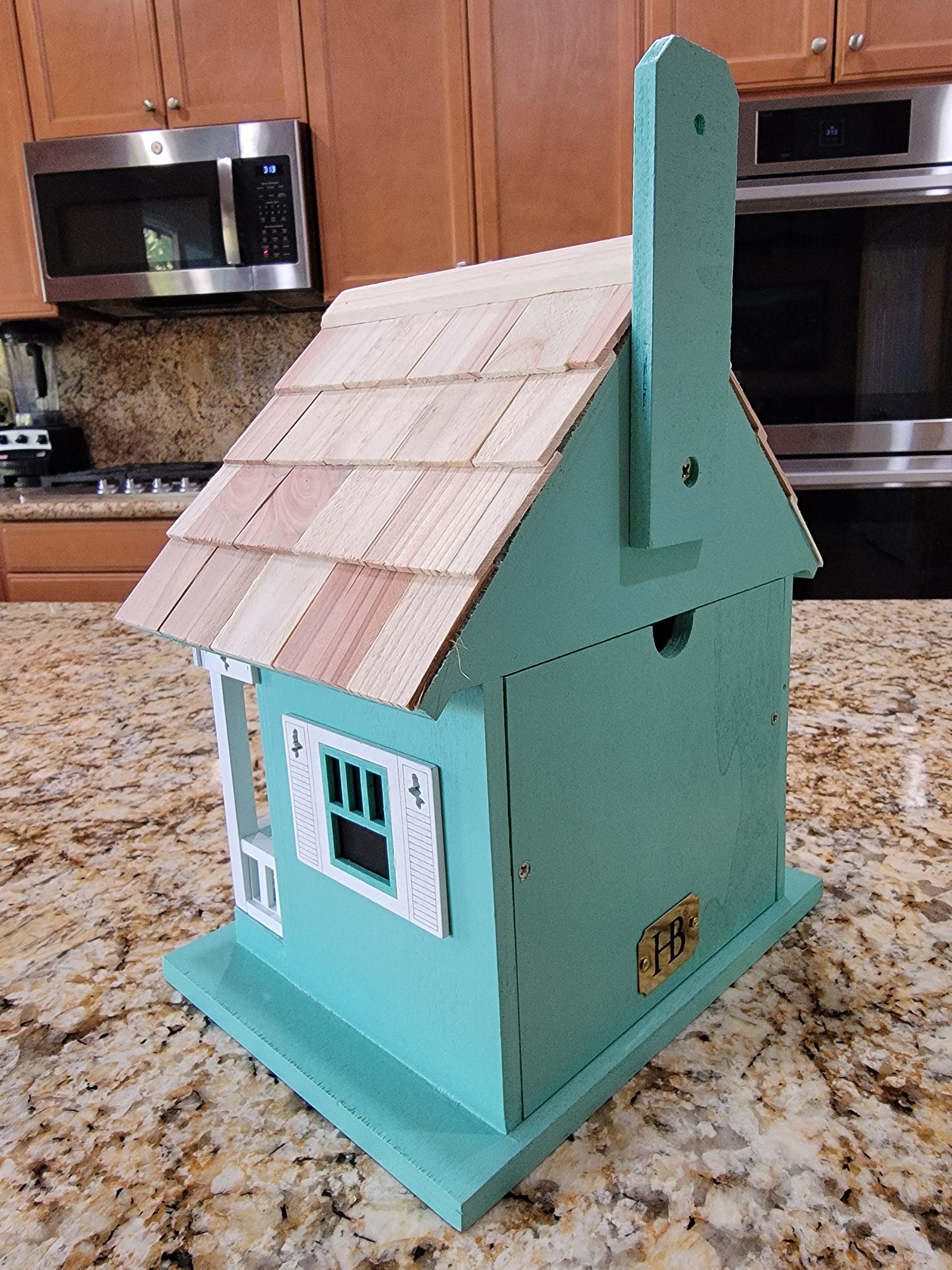Modern Home Outdoor Wooden Birdhouse - Country Colonial Cottage Home with Porch - Avenue Treasures