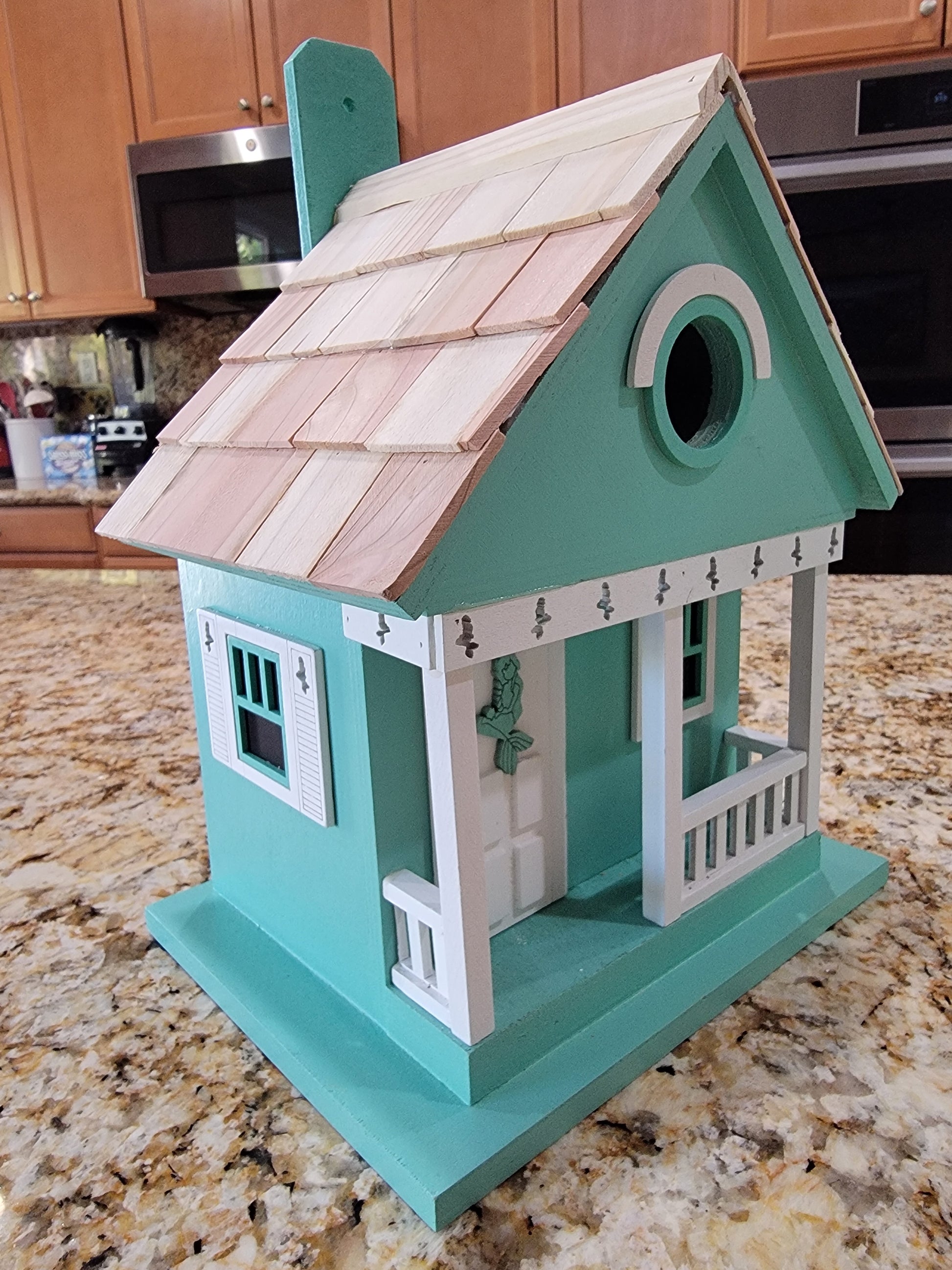 Modern Home Outdoor Wooden Birdhouse - Country Colonial Cottage Home with Porch - Avenue Treasures