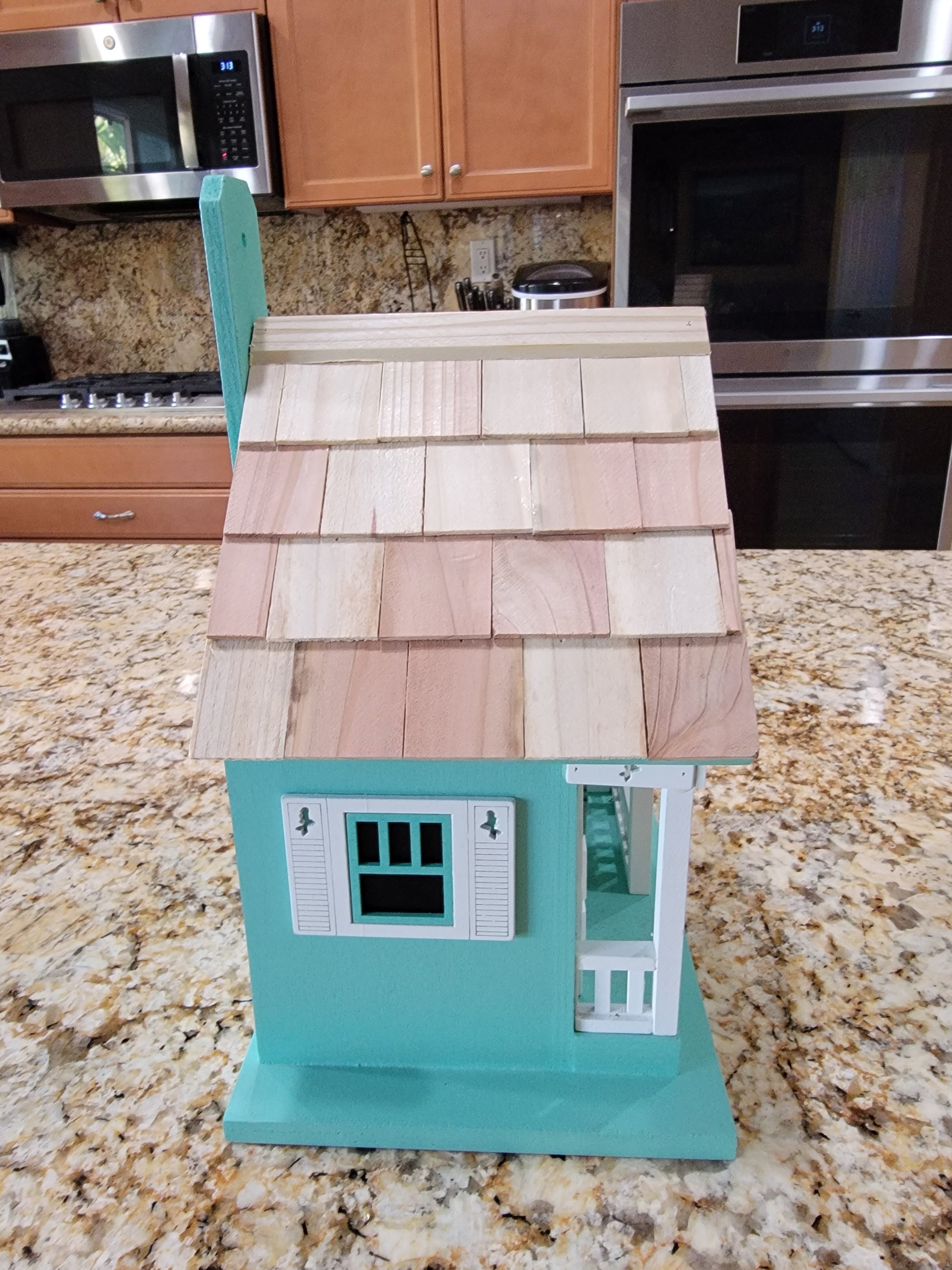 Modern Home Outdoor Wooden Birdhouse - Country Colonial Cottage Home with Porch - Avenue Treasures