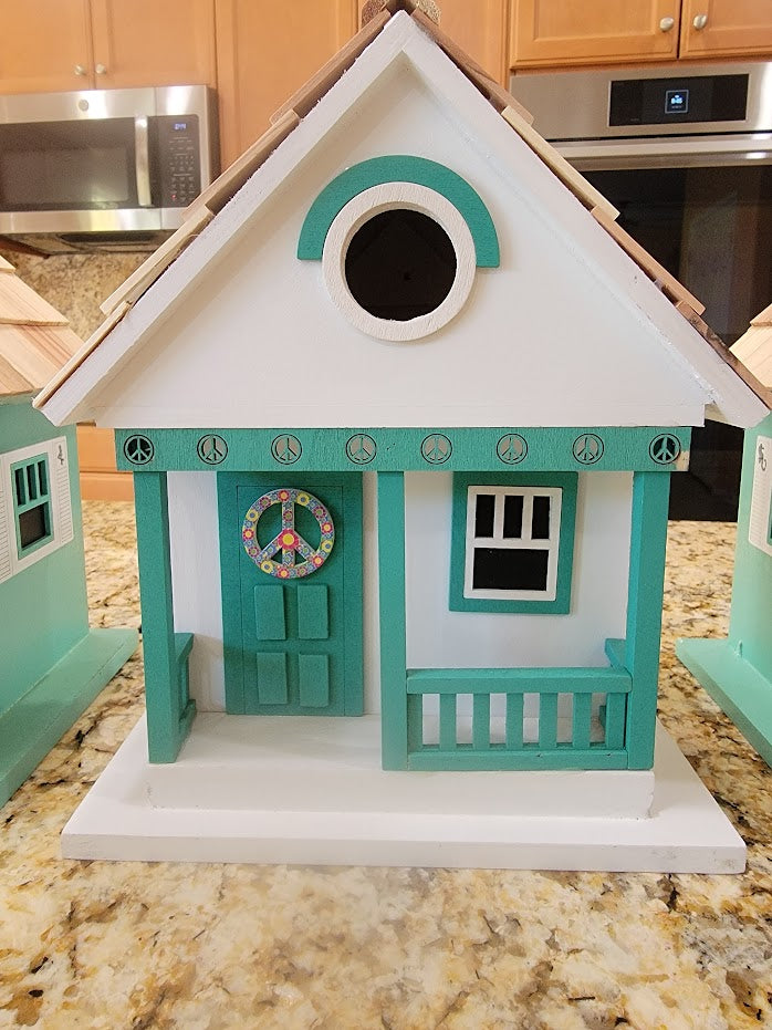 Modern Home Outdoor Wooden Birdhouse - Country Colonial Cottage Home with Porch - Avenue Treasures