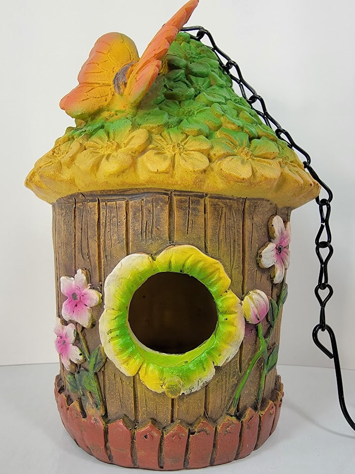 Hanging Decorative Butterfly on Rooftop Birdhouse - Uniquely Designed & Fun Bird House Home Garden Outdoor Yard Decor - Avenue Treasures