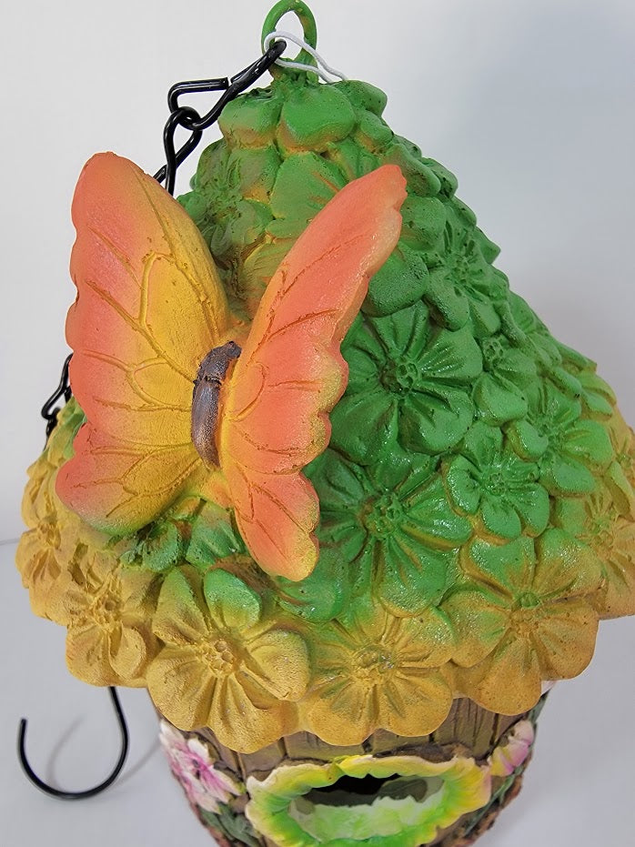 Hanging Decorative Butterfly on Rooftop Birdhouse - Uniquely Designed & Fun Bird House Home Garden Outdoor Yard Decor - Avenue Treasures