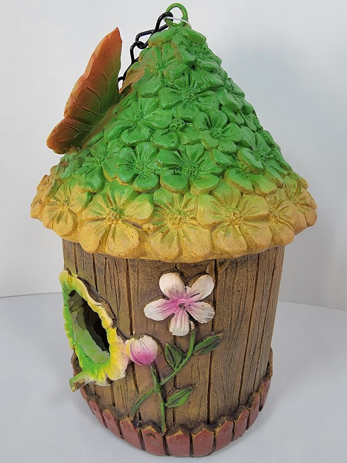 Hanging Decorative Butterfly on Rooftop Birdhouse - Uniquely Designed & Fun Bird House Home Garden Outdoor Yard Decor - Avenue Treasures