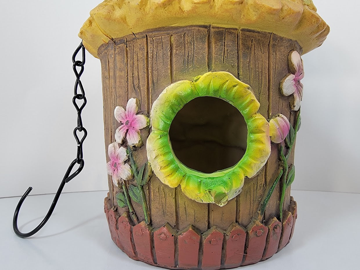 Hanging Decorative Butterfly on Rooftop Birdhouse - Uniquely Designed & Fun Bird House Home Garden Outdoor Yard Decor - Avenue Treasures