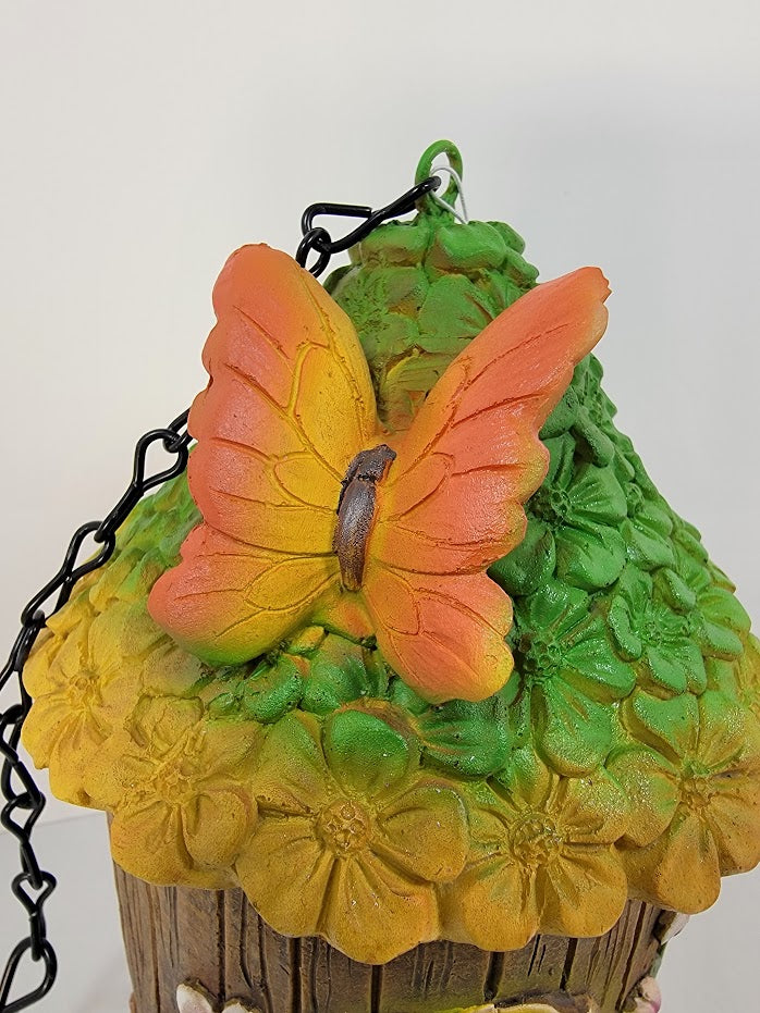 Hanging Decorative Butterfly on Rooftop Birdhouse - Uniquely Designed & Fun Bird House Home Garden Outdoor Yard Decor - Avenue Treasures