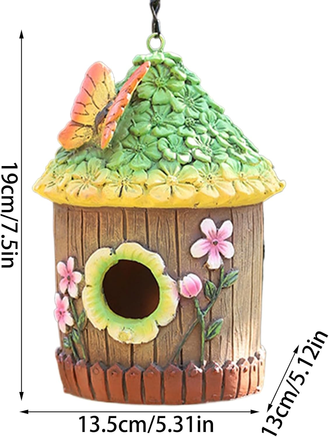 Hanging Decorative Butterfly on Rooftop Birdhouse - Uniquely Designed & Fun Bird House Home Garden Outdoor Yard Decor - Avenue Treasures