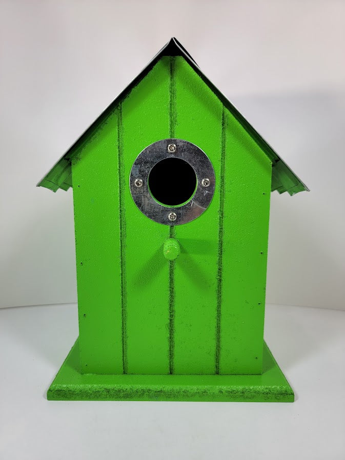 Tin Roof Wooden Outdoor Birdhouse - Cedar Wood & Metal - Home Garden Yard Bird House Decor (Copy) - Avenue Treasures