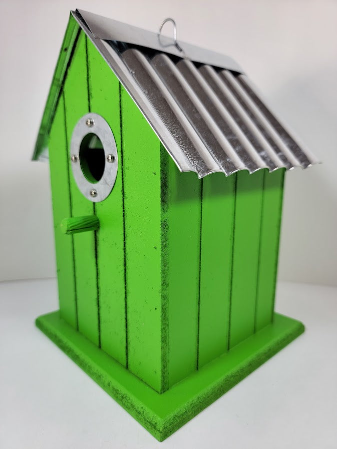 Tin Roof Wooden Outdoor Birdhouse - Cedar Wood & Metal - Home Garden Yard Bird House Decor (Copy) - Avenue Treasures