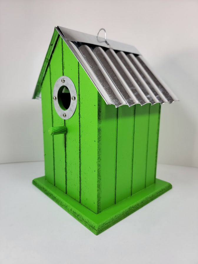 Tin Roof Wooden Outdoor Birdhouse - Cedar Wood & Metal - Home Garden Yard Bird House Decor (Copy) - Avenue Treasures