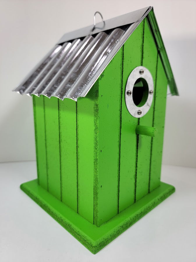 Tin Roof Wooden Outdoor Birdhouse - Cedar Wood & Metal - Home Garden Yard Bird House Decor (Copy) - Avenue Treasures