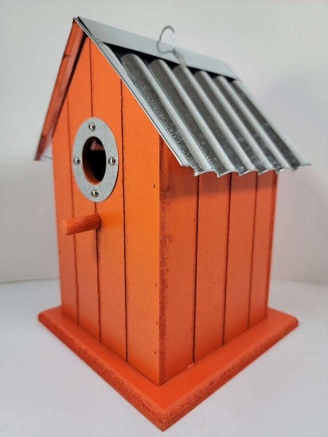 Tin Roof Wooden Outdoor Birdhouse - Cedar Wood & Metal - Home Garden Yard Bird House Decor (Copy) - Avenue Treasures