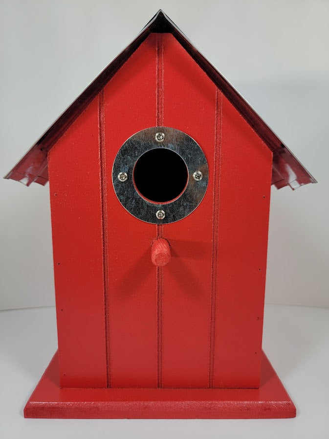 Tin Roof Wooden Outdoor Birdhouse - Cedar Wood & Metal - Home Garden Yard Bird House Decor - Avenue Treasures