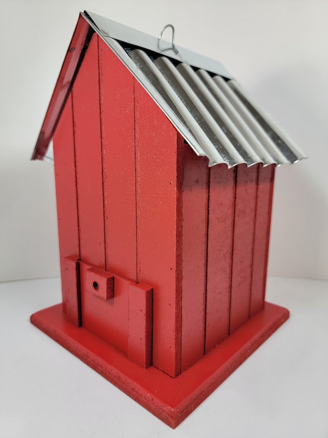 Tin Roof Wooden Outdoor Birdhouse - Cedar Wood & Metal - Home Garden Yard Bird House Decor - Avenue Treasures