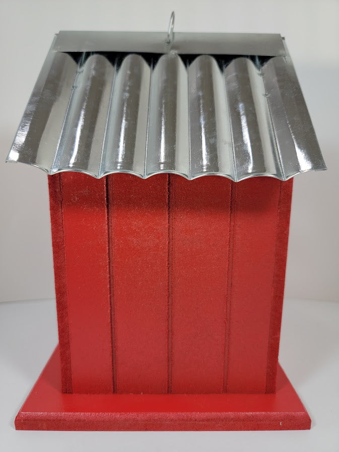 Tin Roof Wooden Outdoor Birdhouse - Cedar Wood & Metal - Home Garden Yard Bird House Decor - Avenue Treasures