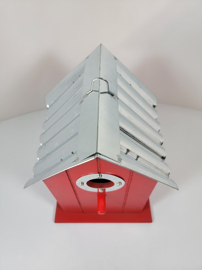 Tin Roof Wooden Outdoor Birdhouse - Cedar Wood & Metal - Home Garden Yard Bird House Decor - Avenue Treasures