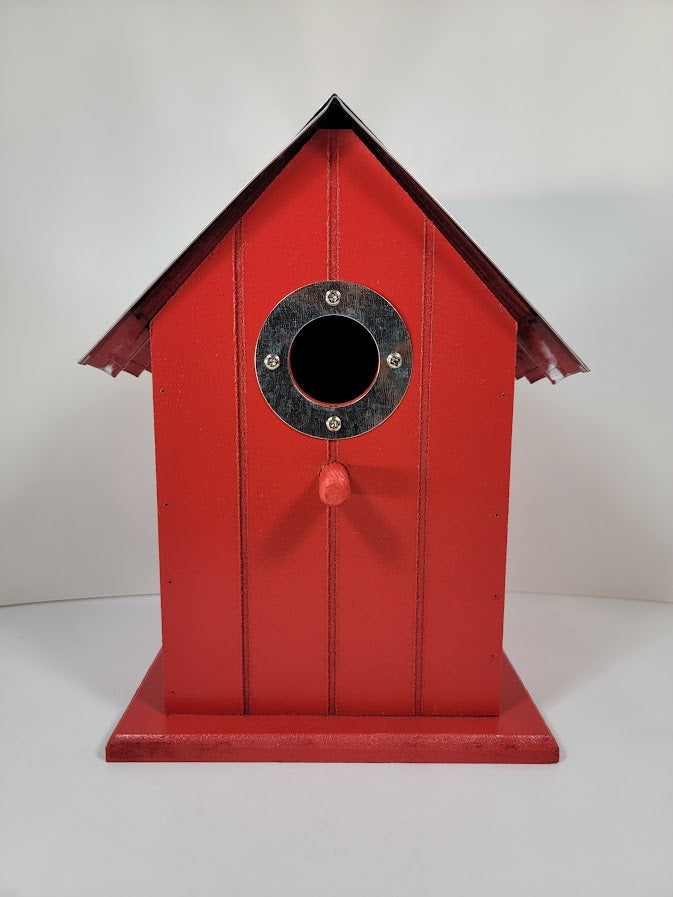 Tin Roof Wooden Outdoor Birdhouse - Cedar Wood & Metal - Home Garden Yard Bird House Decor - Avenue Treasures
